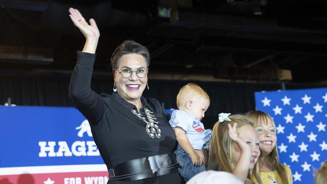 Harriet Hageman celebrates victory in Cheyenne on Tuesday. Picture: AFP