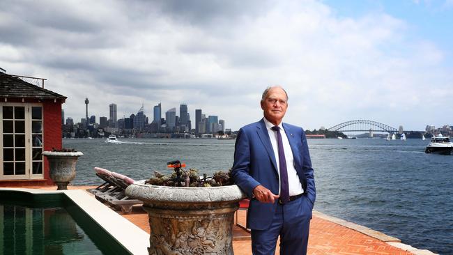 Patriarch and Chairman of the Ray White Real Estate firm, Brian White at his Point Piper property in eastern Sydney. John Feder/The Australian