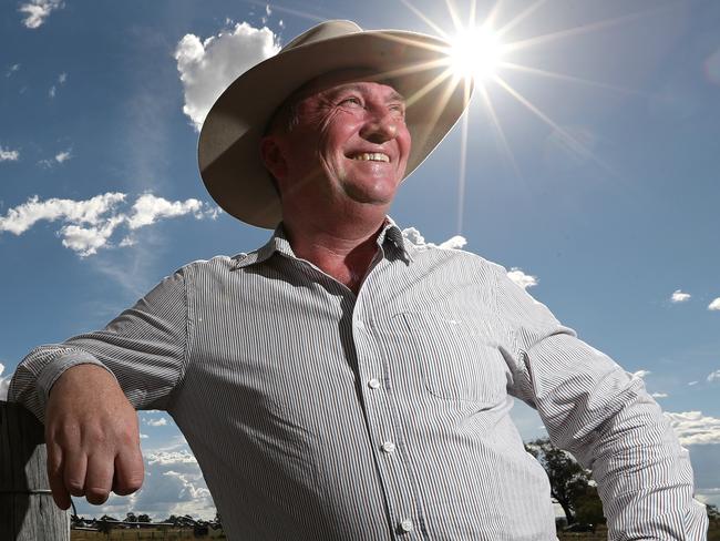 1/12/2017: Barnaby Joyce on the day before the by-election holds a press conf. then meets fellow National Mp's before posing for pictures in a rural setting in Tamworth, NSW. Joyce is expected to re win the seat of New England, after the high court ruled him ineligible over his citezenship. Lyndon Mechielsen/The Australian