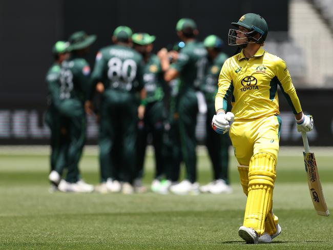 Jake Fraser-McGurk walks off after another disappointing display with the bat. Picture: Getty