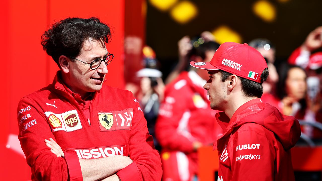 Binotto and Leclerc weren’t on speaking terms. (Photo by Charles Coates/Getty Images)