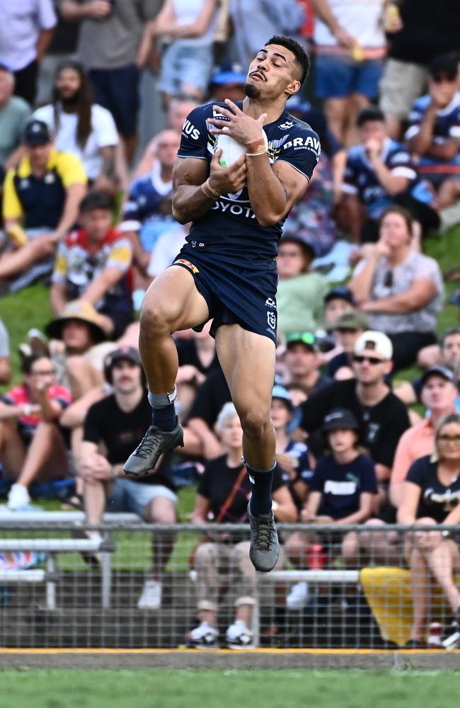 Robert Derby has the size and athleticism to be one of the NRL’s most dangerous aerial threats. (Photo by Emily Barker/Getty Images)