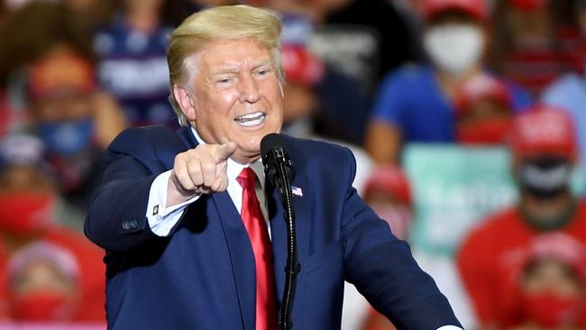 Donald Trump works the crowd at a campaign event in Henderson, Nevada. Picture: AFP