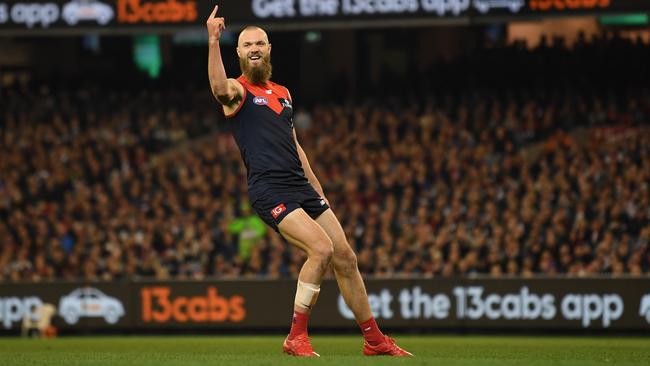 Max Gawn never stopped crashing the packs. Picture: AAP