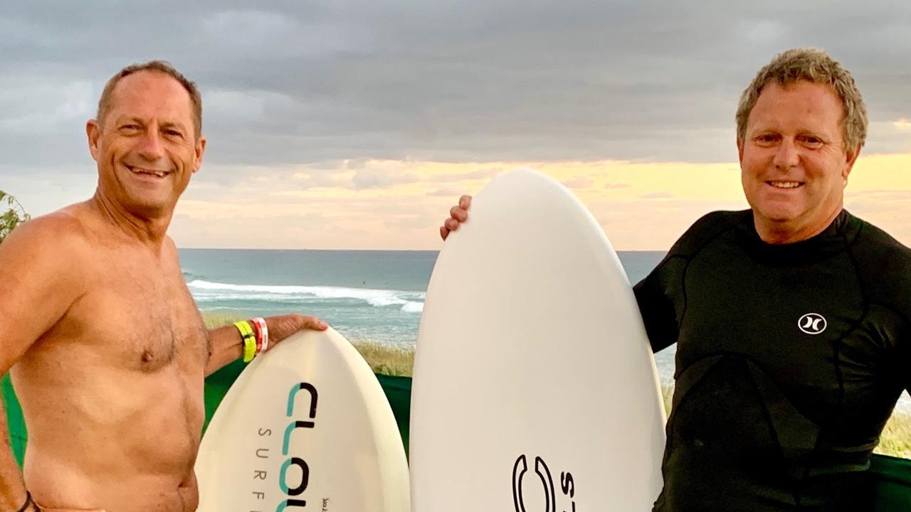 Locals Mario Hurst and Rob Pirie at Surfers Paradise. Picture Jenny Masters