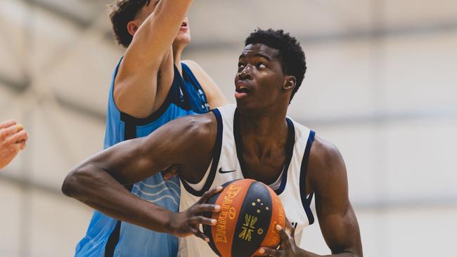 Ladji Coulibaly in action for the NBA Global Academy at the 2025 Basketball Australia Under-20 National Championships. Picture: Taylor Earnshaw