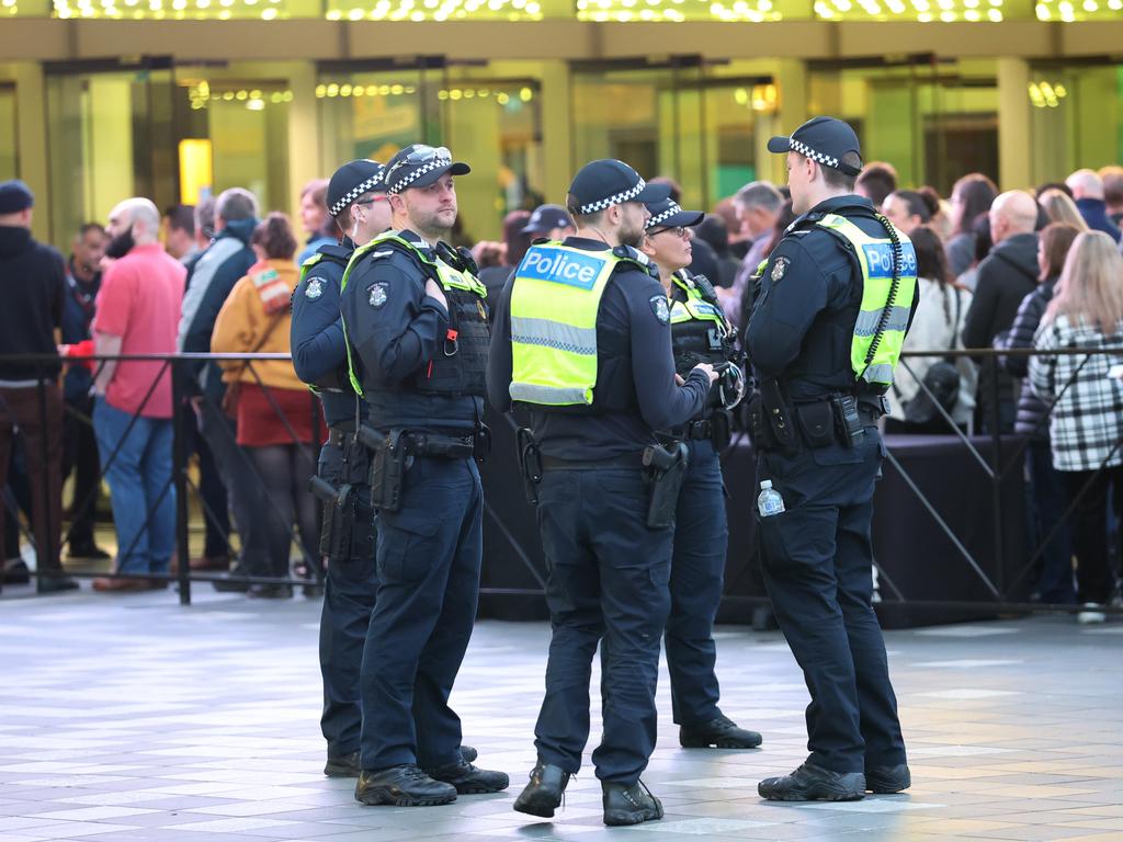 There was a heavy police presence at Rod Laver Arena. Picture: David Caird