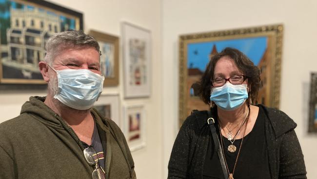 Scott Barber and Dubbo artist Katherine Morgan.