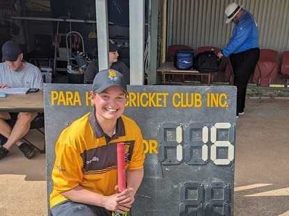 Tamara Clapton after her 116-run effort earlier this season. Picture: Para Hills Cricket Club