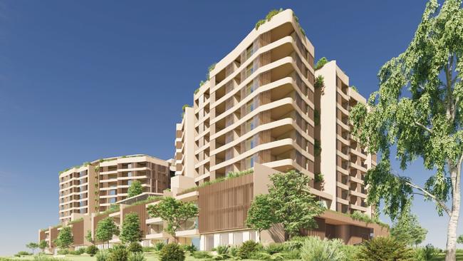 Fairfield & Co build to rent project in Idalia. View from Lakeside Drive beside creek. Picture: Geon.