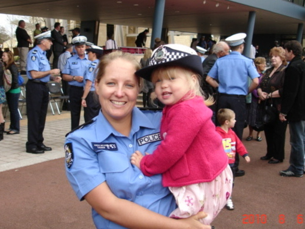 Kristi McVee joined the police force when her daughter was two years old. Picture: Supplied