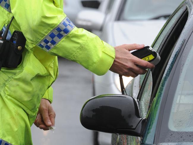 SA Police during random breath test for drug and drunk driving drivers on the Morphett Street Bridge in Adelaide.