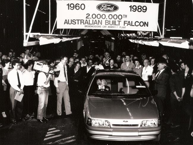 The 2 millionth Australian-built Falcon in 1989. Picture: Supplied