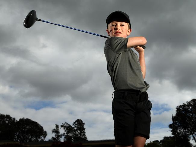 Heidelberg Leader Junior Sports Star Louis Inifer at Kew Golf Club. Picture: Hamish Blair