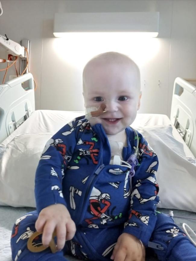 Archie during treatment in Melbourne. Picture: Supplied
