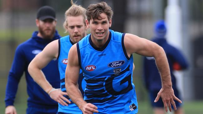 Geelong forward Tom Hawkins could cash in against the Dockers and Suns in the next two weeks.