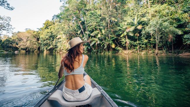 Kayaking on the Mossman River, Daintree: ‘Pristine wilderness is the new luxury.’ Picture: TEQ