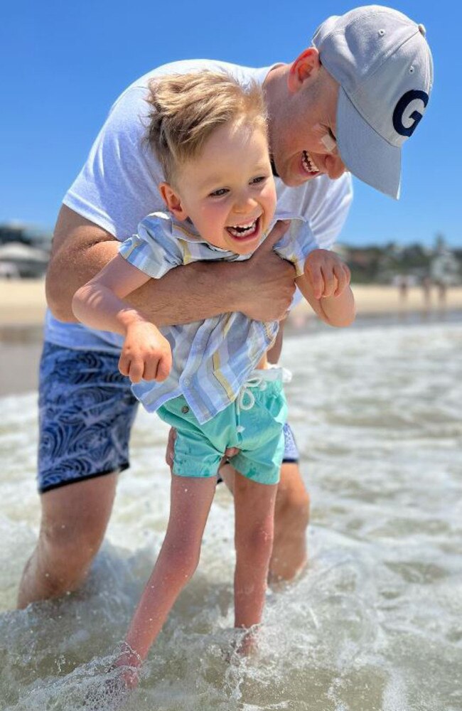 Gary enjoying time with his son Levi in Queensland. Picture: Instagram