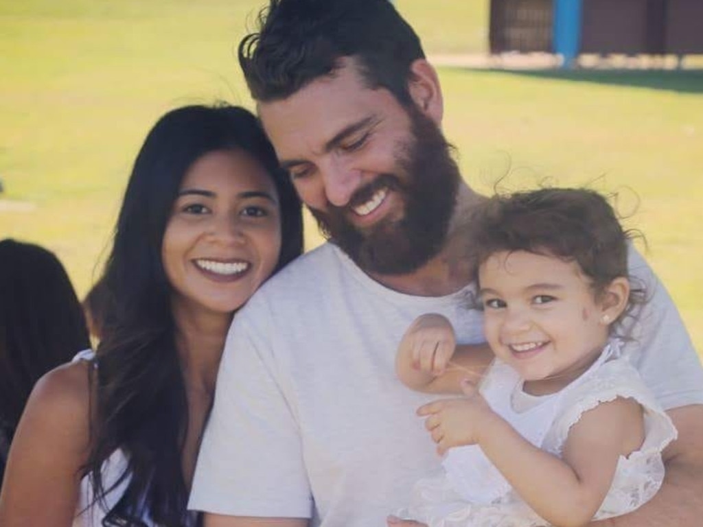 (From left to right) Janine Cannon, Douglas Cannon and daughter Violet. The Cannon family runs a beekeeping and breeding business on a property at Dalrymple Heights, set to be resumed to make way for the giant $12bn pumped hydro scheme. Picture: Contributed