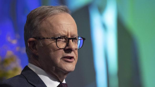 Anthony Albanese speaks at the Economic and Social Outlook Conference in Melbourne on Wednesday. Picture: Arsineh Houspian.