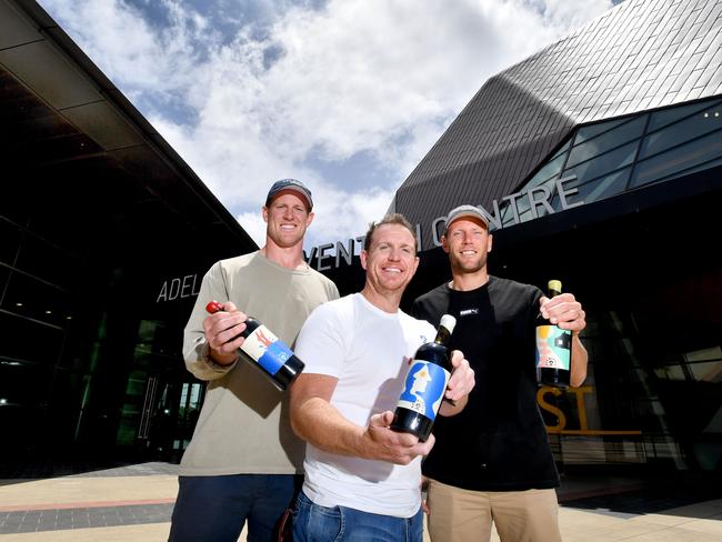 Tom Jonas, Ben Chipman and Brad Ebert from Hey Diddle Wines are one of the wine brands featured at the upcoming Cellar Door Fest at Adelaide Convention Centre. The 2020 Festival will also feature a special ÔBushfire Relief MarketÕ. (AAP Image/Sam Wundke)