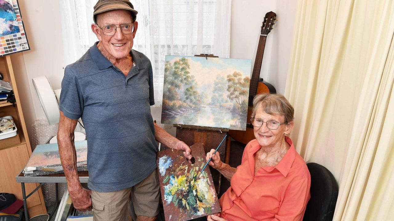 Artists Geoff McKenzie and Allison Shaw are celebrating 54 years of art (and love!). Picture: Patrick Woods.