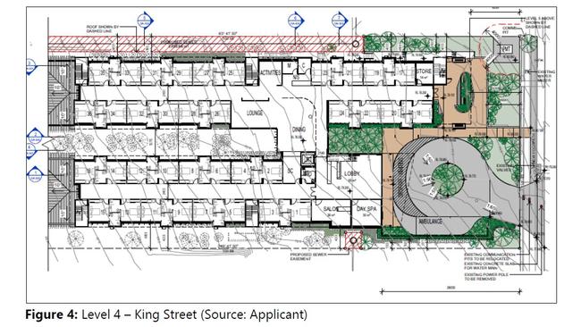 Floor plan of first storet for 108 bed aged care centre planned for Gympie