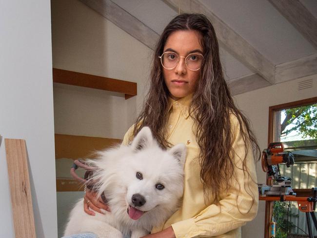 Melissa Roscoe, 25, recently got a home loan and said the bank was asking her to explain in explicit detail expenses she was spending on including at Bunnings as she is renovating her home. The story is about how now the banks can watch you more than ever because all transactions are being made via card. Picture: Tony Gough