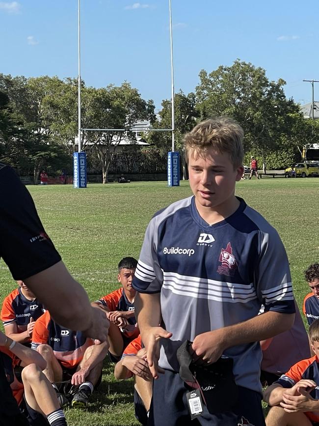 Max Blanch receives a man of the match award.