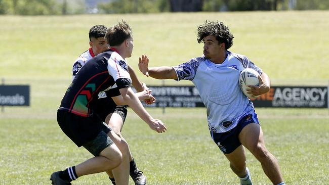 Xavia Bies Williams for NSW Indigenous. U16 Boys Mediterranean v NSW Indigenous. before their game. Harmony Nines Rugby League. Picture: John Appleyard