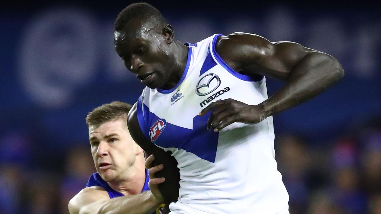 Majak Daw in action for North Melbourne. (Photo by Scott Barbour/AFL Media/Getty Images)