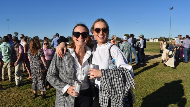 Sophie and Izzy at the Roma Rugby Races at Bassett Park on Saturday June 24, 2023. Picture: Chloe Cufflin.