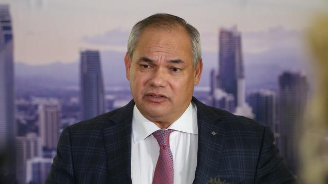 Leaders Meeting at Evandale. Mayor Tom Tate holds a press conference after the meeting. Picture Glenn Hampson