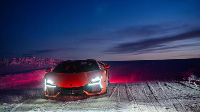 Ice driving in the Lamborghini Revuelto. Picture: Supplied