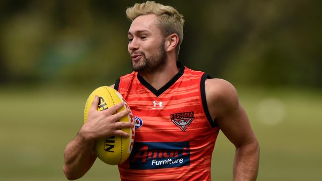 GOLD COAST, AUSTRALIA - AUGUST 10: Conor McKenna during an Essendon Bombers AFL training session at Metricon Stadium on August 10, 2020 in Gold Coast, Australia. (Photo by Matt Roberts/Getty Images)