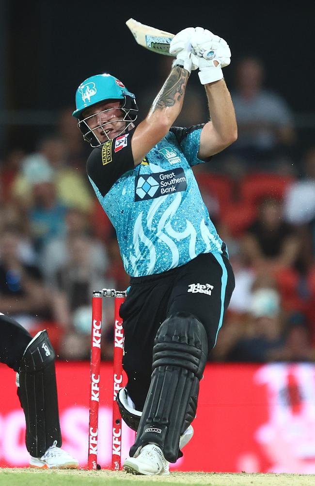 Josh Brown displays his hitting power last BBL season. Picture: Chris Hyde/Getty Images