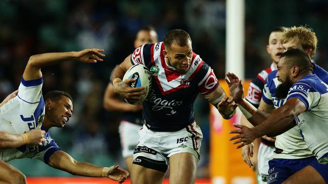 Roosters Blake Ferguson during the Sydney Roosters v Canterbury Bulldogs first NRL Semi Final at Allianz Stadium, Sydney. Pic Brett Costello