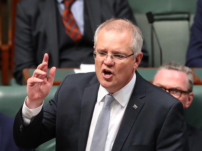 PM Scott Morrison during Question Time in the House of Representatives Chamber, Parliament House in Canberra. Picture Kym Smith