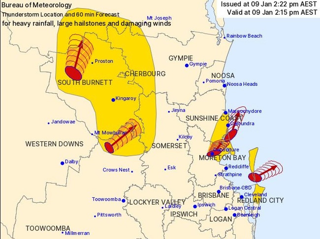 The BoM updated warning, issued at 2.22pm.