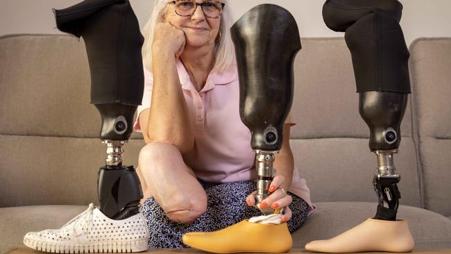 November 6, 2024: 1Vivienne Duffett has had her right leg amputated below the knee after being hit on her motorbike by a drugged driver on a country road in 2014. Picture: Kelly Barnes