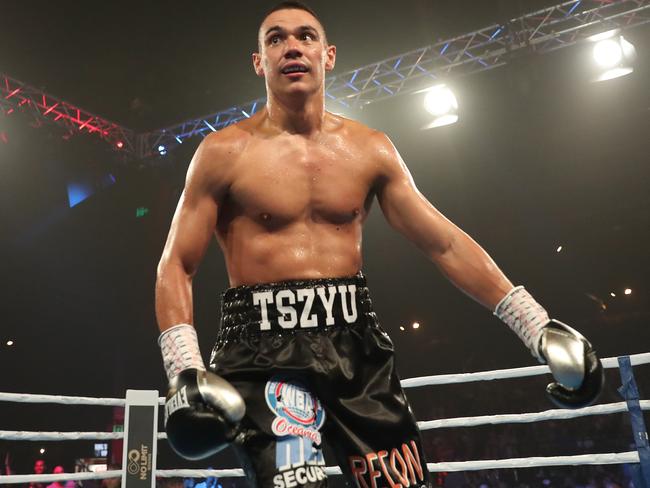 Tszyu wins his fight against Denton Vessell during the Star of the Ring boxing night at the Hordern Pavilion, Sydney. Picture: Brett Costello