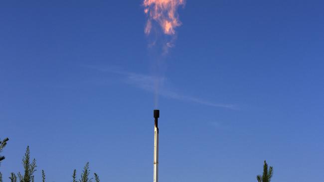 Production testing at Beach Energy's Haselgrove-3 conventional gas well, south of Penola. Picture: Supplied