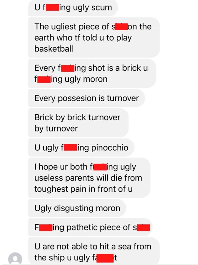 Disgusting messages sent to NBL players by trolls on social media.