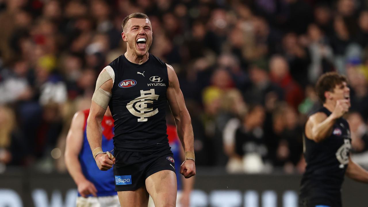 Carlton captain Patrick Cripps has helped lead his side to eight-straight wins. Picture: Michael Klein