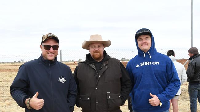 Ross Padgett, Samuel Merchant and Nathan Chidgey at Finke Desert Race 2022. Picture: (A)manda Parkinson