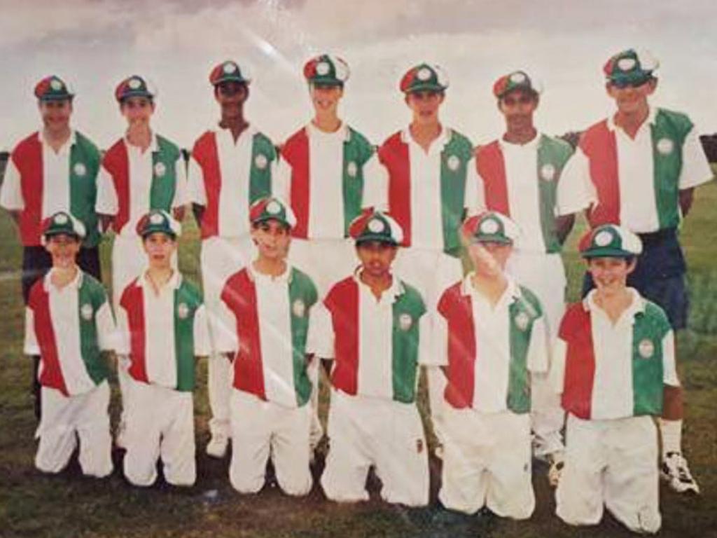 Usman Khawaja and David Warner playing for South Eastern junior reps team aged 14, third and second from right front row.