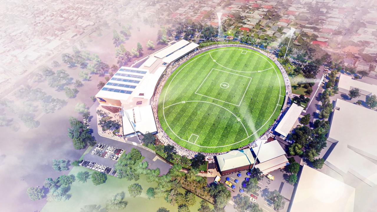 Vision of the Adelaide Football Club’s proposed new training, administration and community precinct at Thebarton Oval. Picture: City Collective