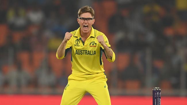 Adam Zampa was the hero for Australia. Photo by Gareth Copley/Getty Images