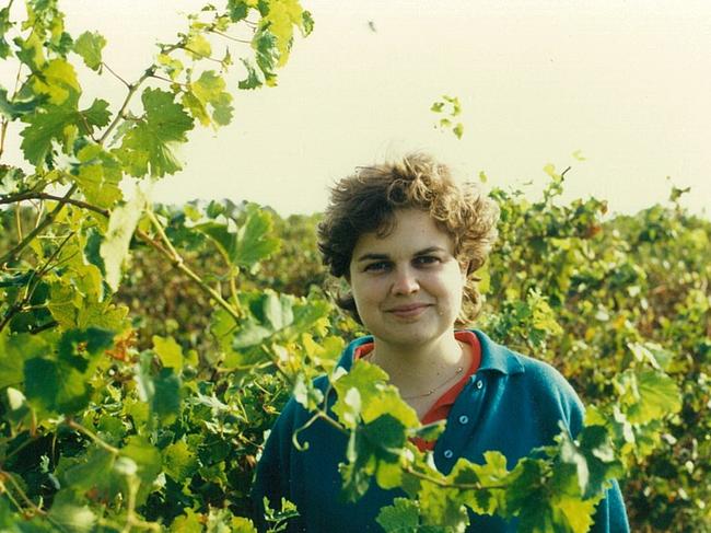 Frances Adamson at a vineyard in McLarenVale in 1988. Photo: Sreeks