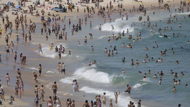 People gather at Bondi Beach in Sydney. Picture: Getty Images